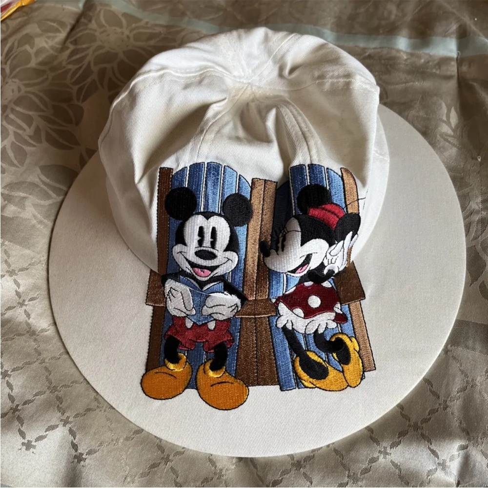 Disney Vintage Mickey And Minnie Faceframer Back Bow tie sun hat